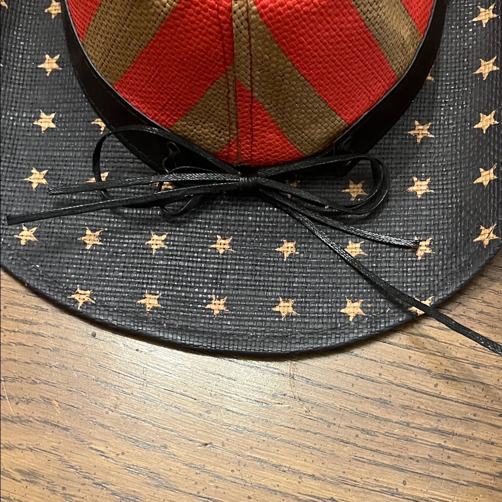 Red and Tan Star Pattern Cowboy Hat - Picture 8 of 12